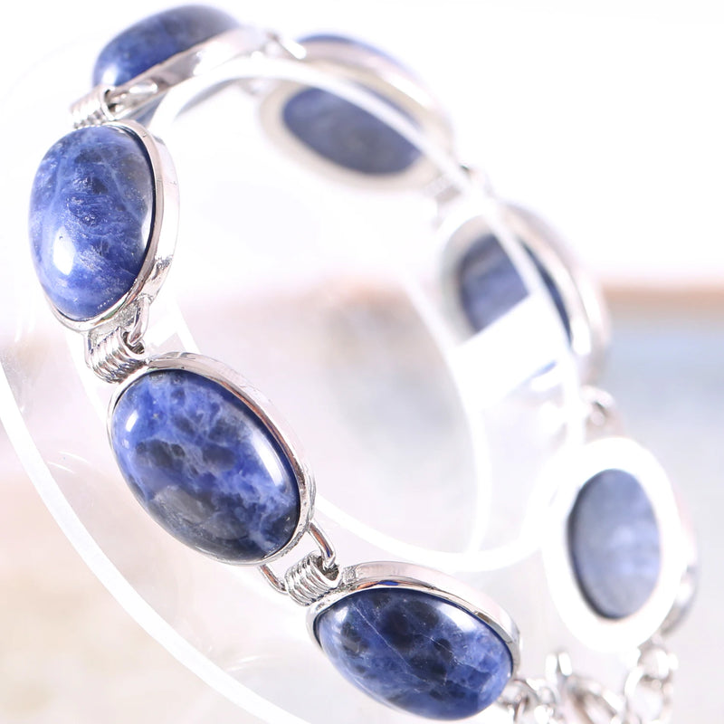 Natural Sodalite Bead Bracelet Adjustable Chain