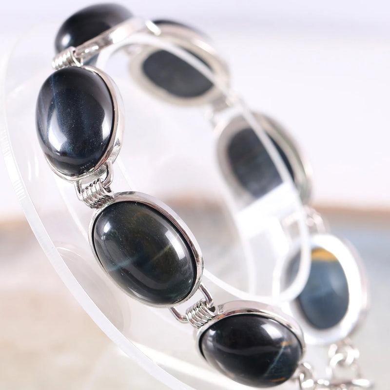 Natural Stone Tiger Eye Bracelet Adjustable Chain Bracelet