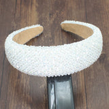 Baroque Beads Headband High Full Crystal Padded Hairhoop Bridal Tiara