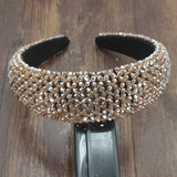 Baroque Beads Headband High Full Crystal Padded Hairhoop Bridal Tiara