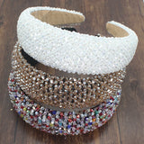 Baroque Beads Headband High Full Crystal Padded Hairhoop Bridal Tiara