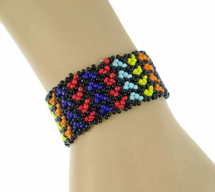 Multicolor Bead Bracelet Hippy Friendship Bohemia Roll Crochet Woven Seed Beads