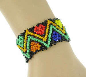 Hippy Friendship Bead Bracelet Crochet Woven Seed Beads Double wave