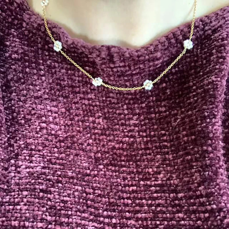 Simulated Pearl Choker Pendant Necklace Vintage Jewelry Gift