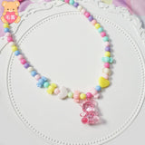Beaded Bear Necklace Candy Short Necklace Lolita Sweet Lo Mother Soft Girl