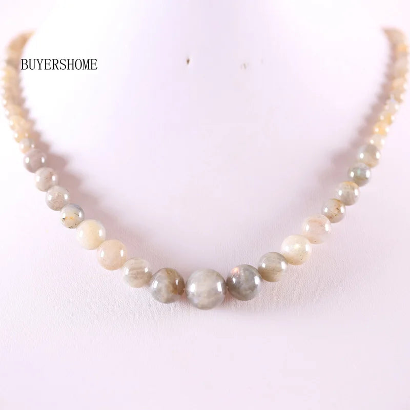 Gray Labradorite Beaded Necklace for Women