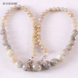 Gray Labradorite Beaded Necklace for Women