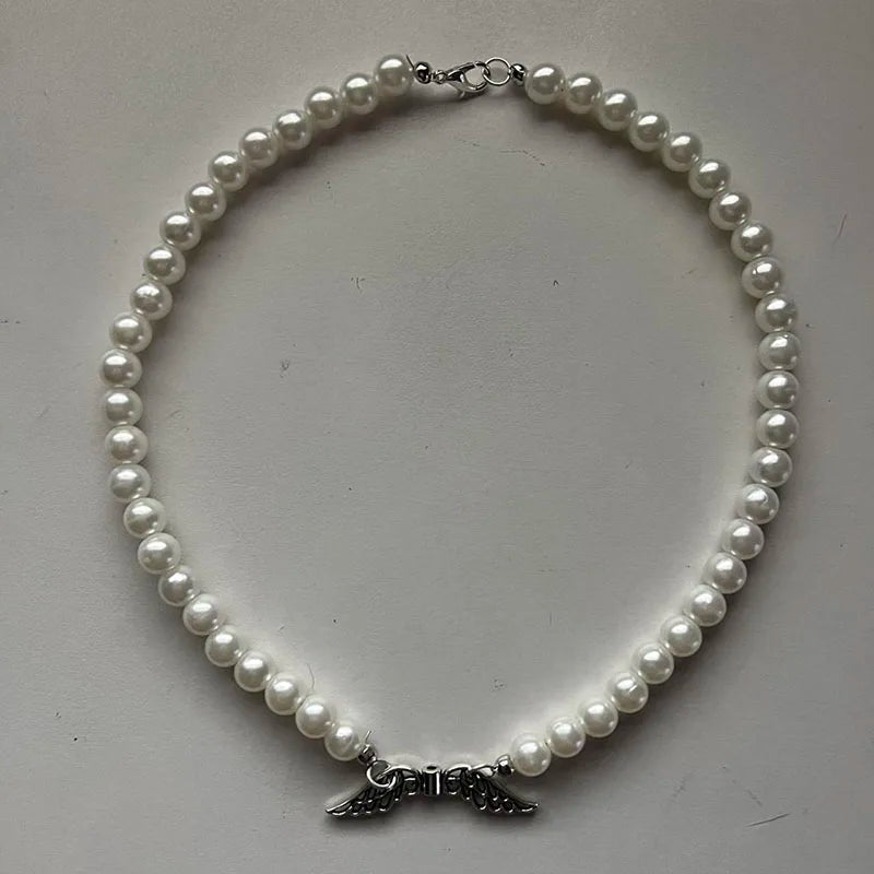 Beaded Wing Pendant Necklace for Women