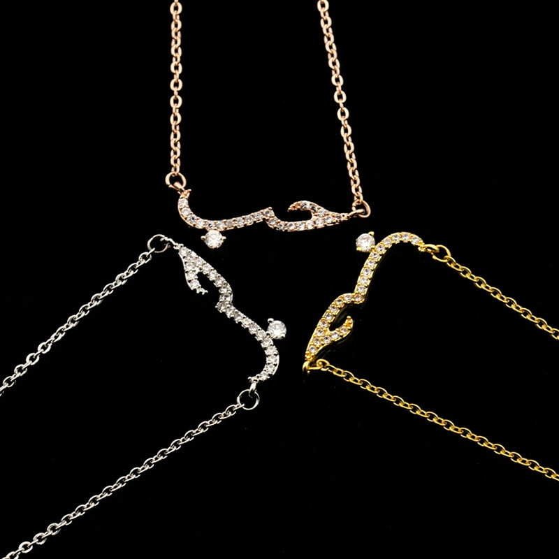 Arabic Love Statement Necklace Women Crystal Pendant Choker Jewelry
