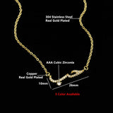 Arabic Love Statement Necklace Women Crystal Pendant Choker Jewelry