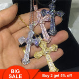Big Cross Pendant 925 Sterling Silver Zircon CZ Wedding Party Necklace