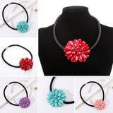 Big Flower Stone Collar Necklace Women's Suede Tube Pendant