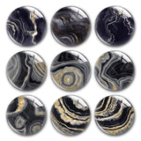 Dark Grey Yellow Marble Pattern Glass Cabochons for DIY Jewelry Making