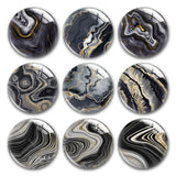 Dark Grey Yellow Marble Pattern Glass Cabochons for DIY Jewelry Making