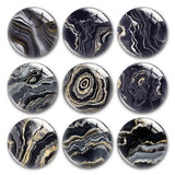 Dark Grey Yellow Marble Pattern Glass Cabochons for DIY Jewelry Making