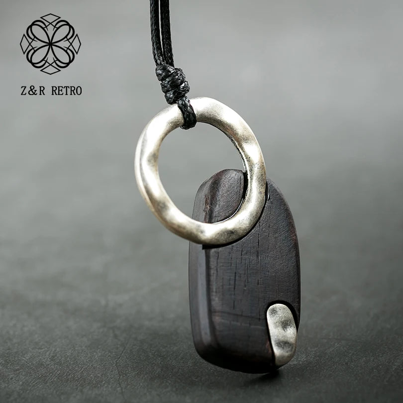 Wooden Pendants Necklace Vintage Chokers Sandalwood Jewelry