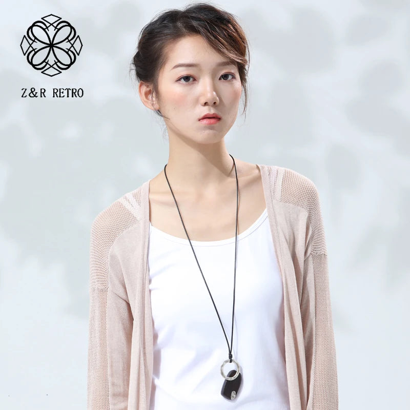 Wooden Pendants Necklace Vintage Chokers Sandalwood Jewelry