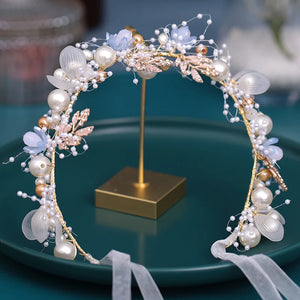 Blue/Pink Wedding Headbands Tiaras Pearl Hairbands Bridal Headdress