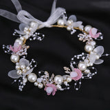 Blue/Pink Wedding Headbands Tiaras Pearl Hairbands Headdress Bride Headwear