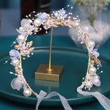 Blue/Pink Wedding Headbands Tiaras Pearl Hairbands Bridal Headdress