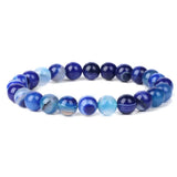 Stripe Agat Bracelet 4/6/8/10mm Stretch Natural Stone Bracelets Healing Balance