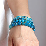 Stripe Agat Bracelet 4/6/8/10mm Stretch Natural Stone Bracelets Healing Balance