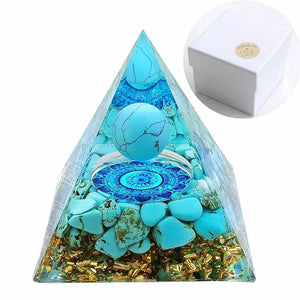 Turquoise Sphere Orgone Pyramid Crystal Healing Orgonite 60mm
