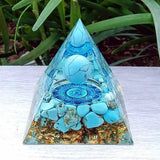 Turquoise Sphere Orgone Pyramid Crystal Healing Orgonite 60mm