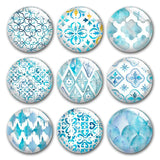 Watercolor Geometric Pattern Round Glass Cabochons for DIY Jewelry Making