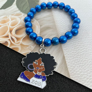 Zeta Phi Beta Green Sorority Pearl ZPB Charm Bracelet Set