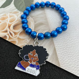 Zeta Phi Beta Green Sorority Pearl ZPB Charm Bracelet Set