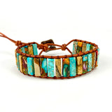 Bohemia Ethnic Femme Bracelet Natural Stone Leather Wrap Beads Jewelry