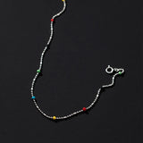 Bohemian 925 Silver Rainbow Beads Chain Necklace
