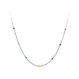 Bohemian 925 Silver Rainbow Beads Chain Necklace