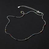 Bohemian 925 Silver Rainbow Beads Chain Necklace