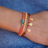 Boho Stained Glass Beads Bracelet Charm Pendant Bangle