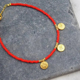 Boho Stained Glass Beads Bracelet Charm Pendant Bangle