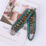 Boho Bracelets Natural Stone 3 Layers Leather Wrap Bracelets Women