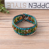 Boho Bracelets Natural Stone 3 Layers Leather Wrap Bracelets Women