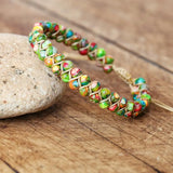 Braided Beaded Charm Bracelet Double Layer Natural Stone 4mm Beads