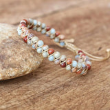 Braided Beaded Charm Bracelet Double Layer Natural Stone 4mm Beads
