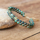 Braided Beaded Charm Bracelet Double Layer Natural Stone 4mm Beads