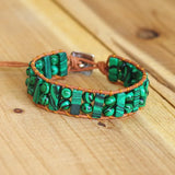 Malachite Tube Beads Leather Wrap Bracelet Couples Bracelets