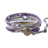 Amethyst Wax String Boho Bracelets 5 Layers Leather Cuff Femme Bracelet