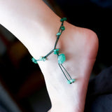 Braided Anklets Women Natural Stone Beads Chain Engraved Jewelry