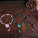 Braided Anklets Women Natural Stone Beads Chain Engraved Jewelry