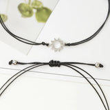 Braided Rope Bracelet Silver Sun&Moon Charm Bracelet