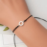 Braided Rope Bracelet Silver Sun&Moon Charm Bracelet