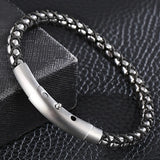 Men's Braided Stainless Steel Bracelet Wrist Charm Jewelry