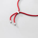 Red String Charm Bracelet Silver 925 Adjustable Thread